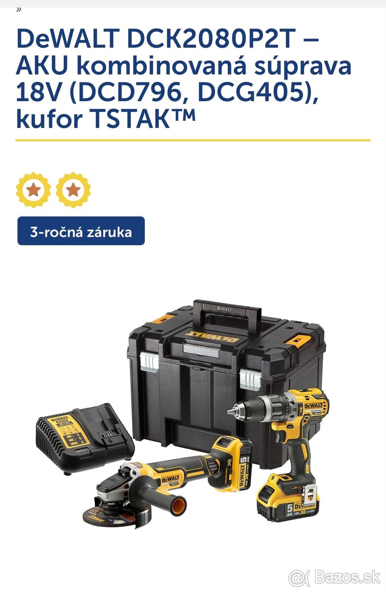 Dewalt aku vrtačka a karbobruska