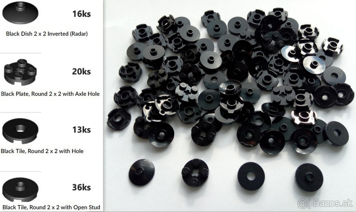 X4 Lego® Originál diely, čierne (nové, nehrané, 85ks)