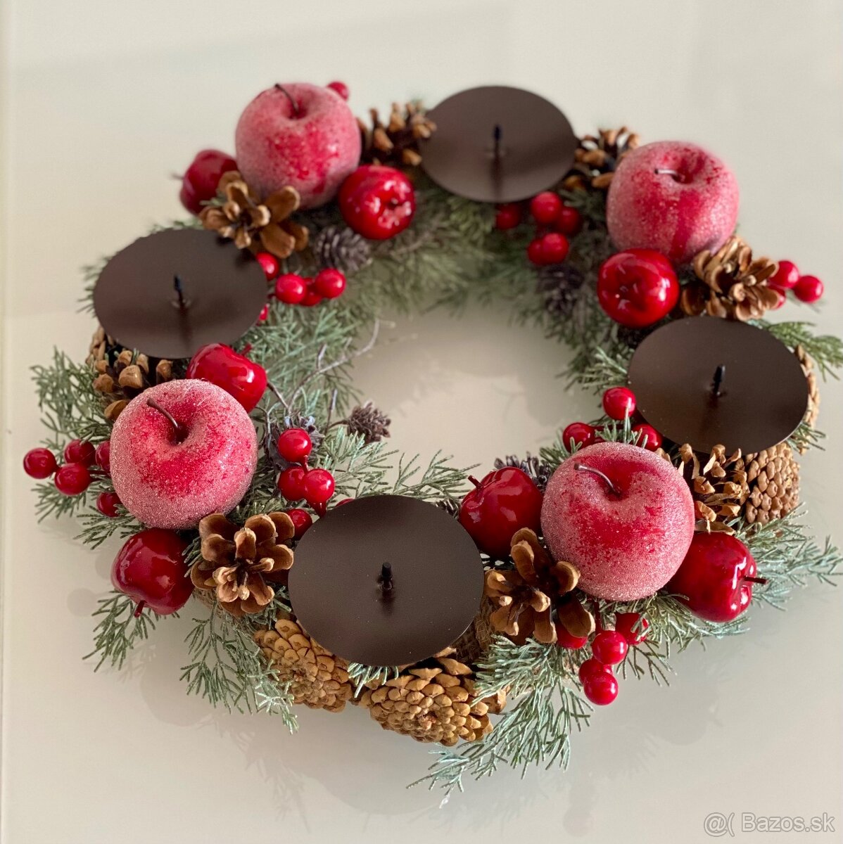 Adventný veniec 37cm na stôl pre 4 sviečky, Vianoce