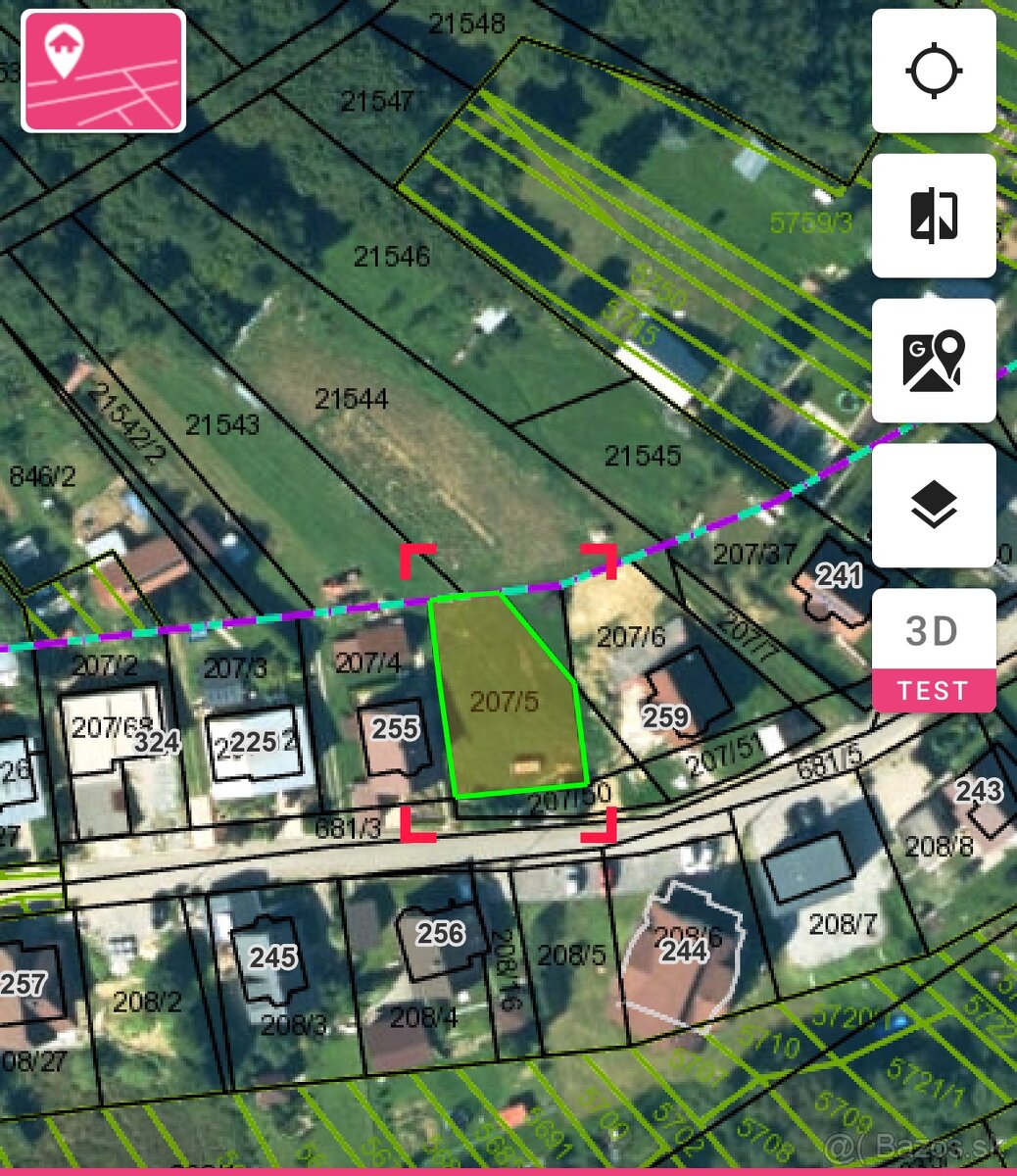 Pozemok Krušetnica o výmere 1697 m²