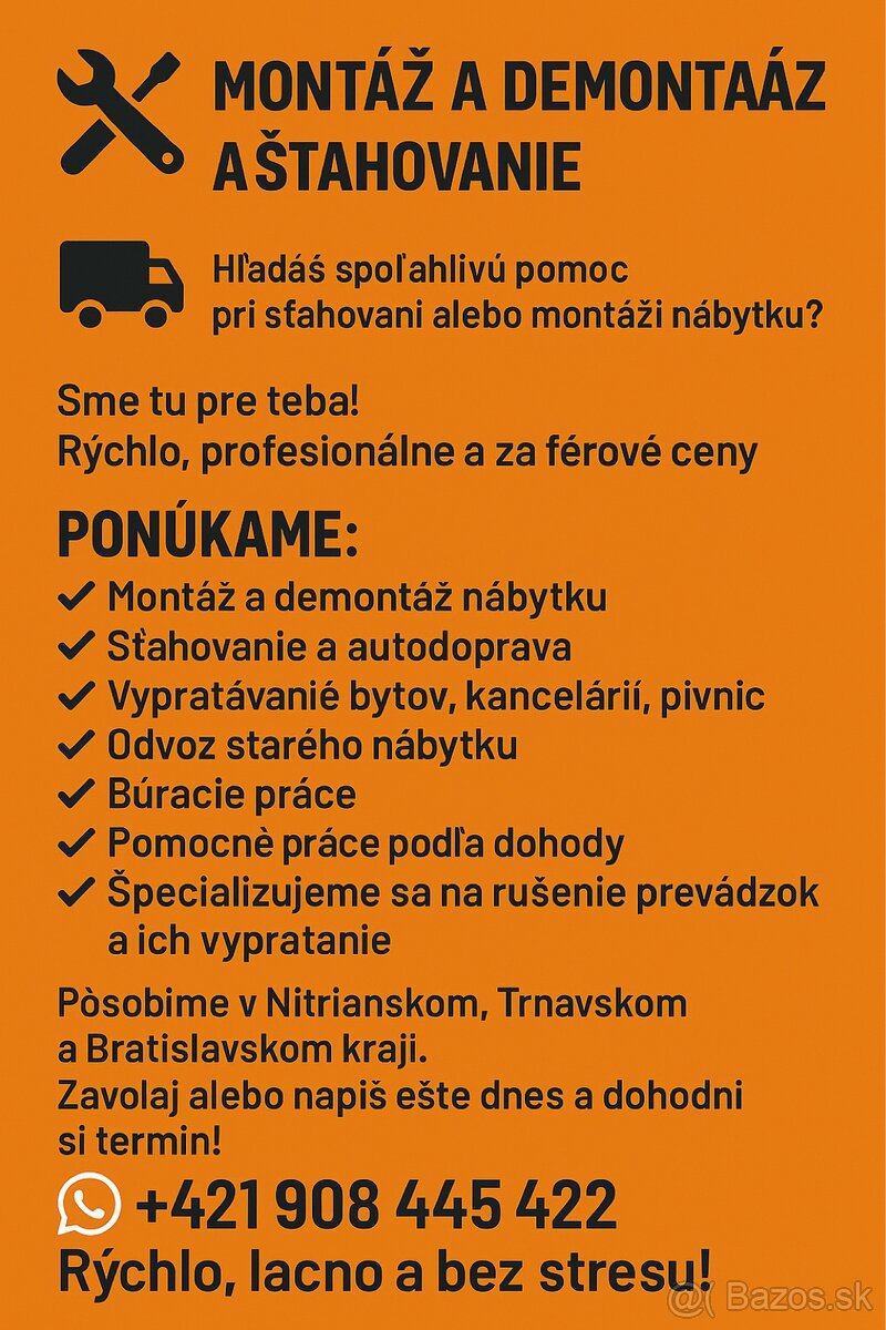 Sťahovanie, montovanie autodoprava