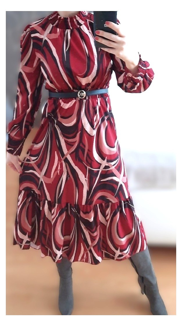 Bordové midi šaty, uni XS, S, M