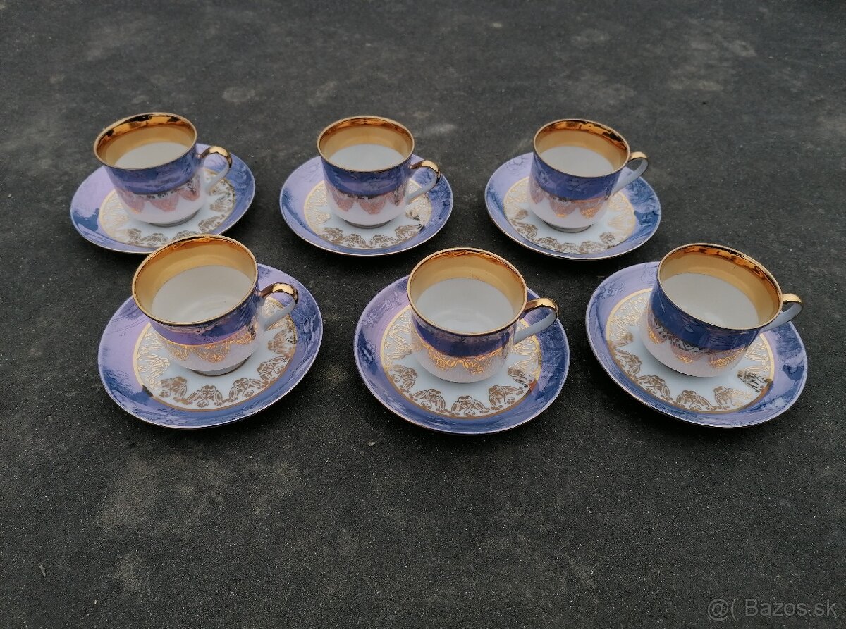 Predám zlato-modro-biela porcelánová sada