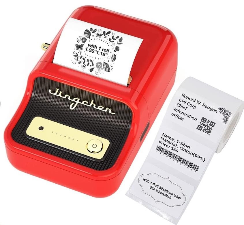 Tlačiareň štítkov Niimbot B21S Smart, červená + rolka štítko
