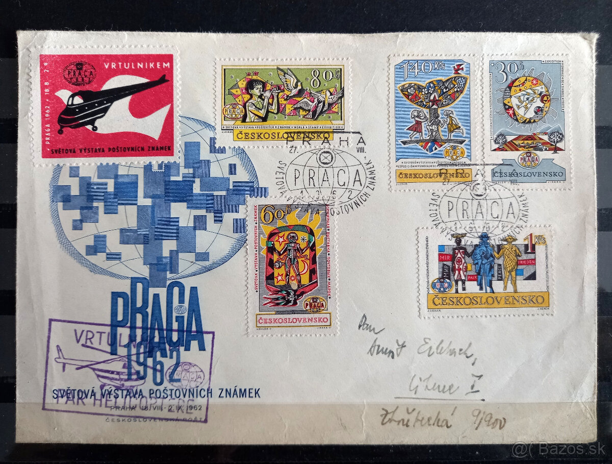 FDC Praha 1962 - Prepravené vrtuľníkom