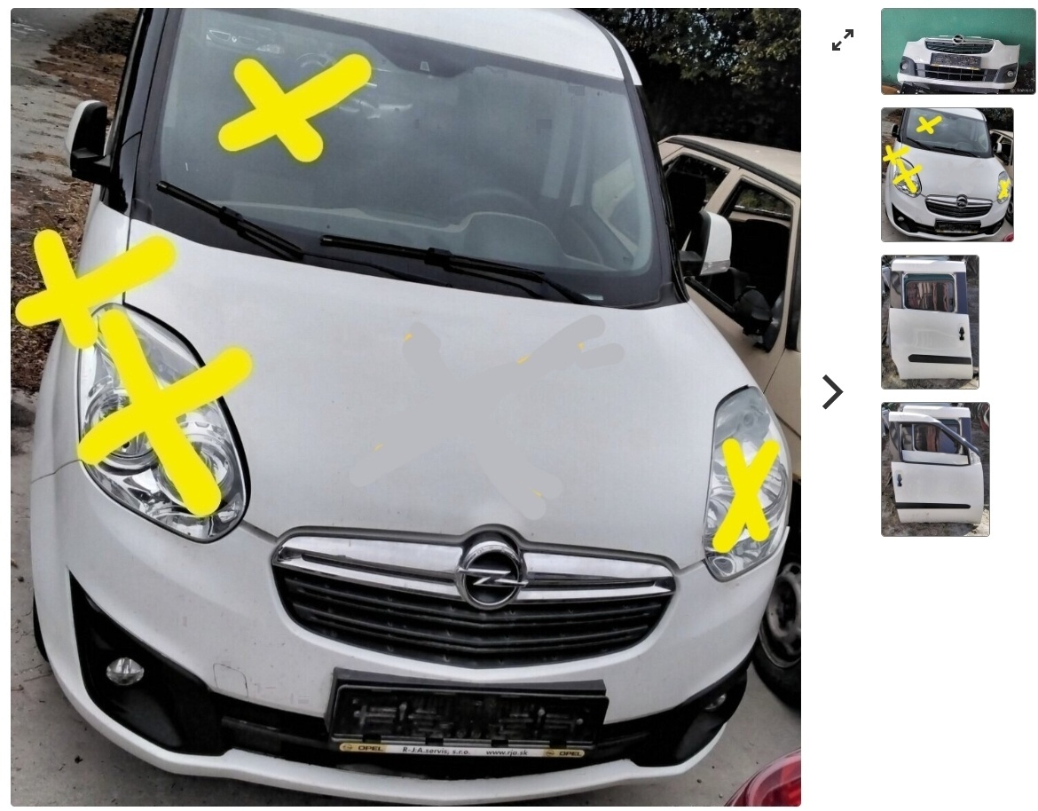 OPEL COMBO 1.6 CDTI 2016 Predám PREDNÝ NARAZNÍK, pravé DVERE