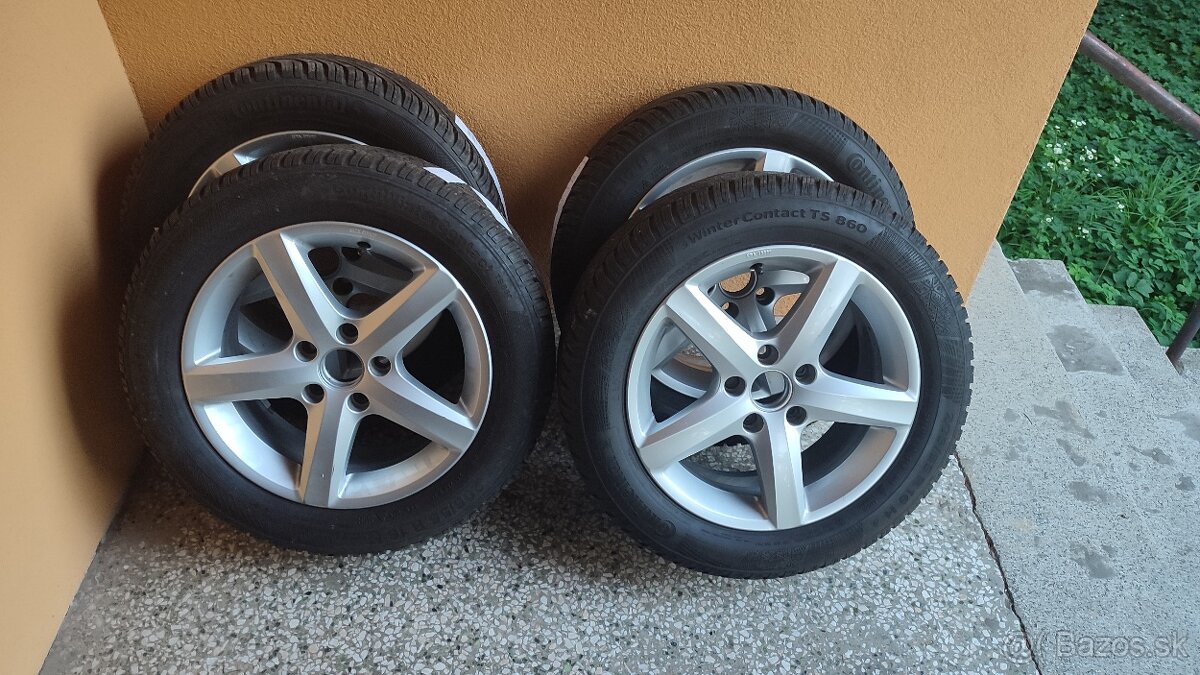 Originál disky vw R16 5x112 a zimné pneu 205/55 91H R16