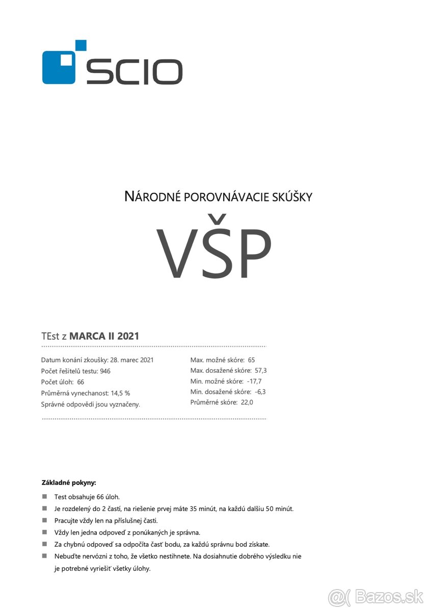 SCIO testy - VŠP + ANJ