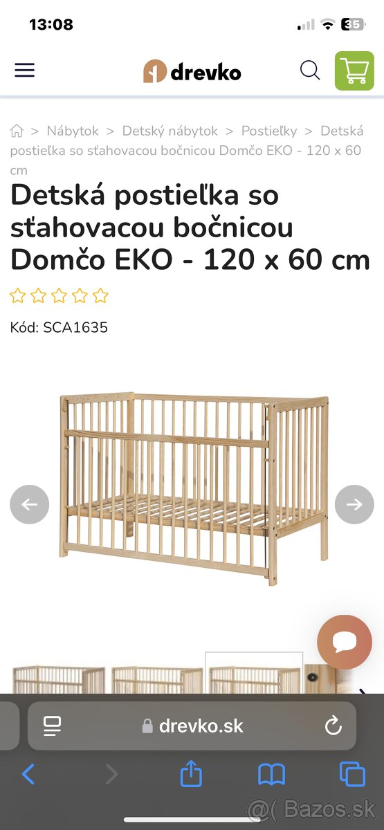 Detská postieľka s posuvnou bočnicou
