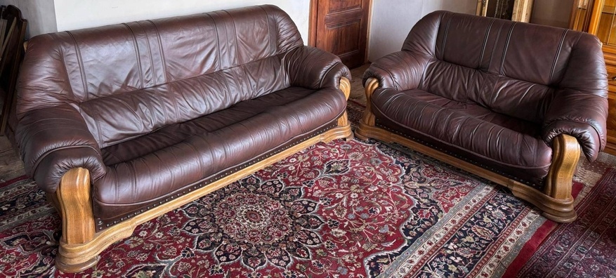 Dubová rustikální kožená sedací souprava 3+2,4331