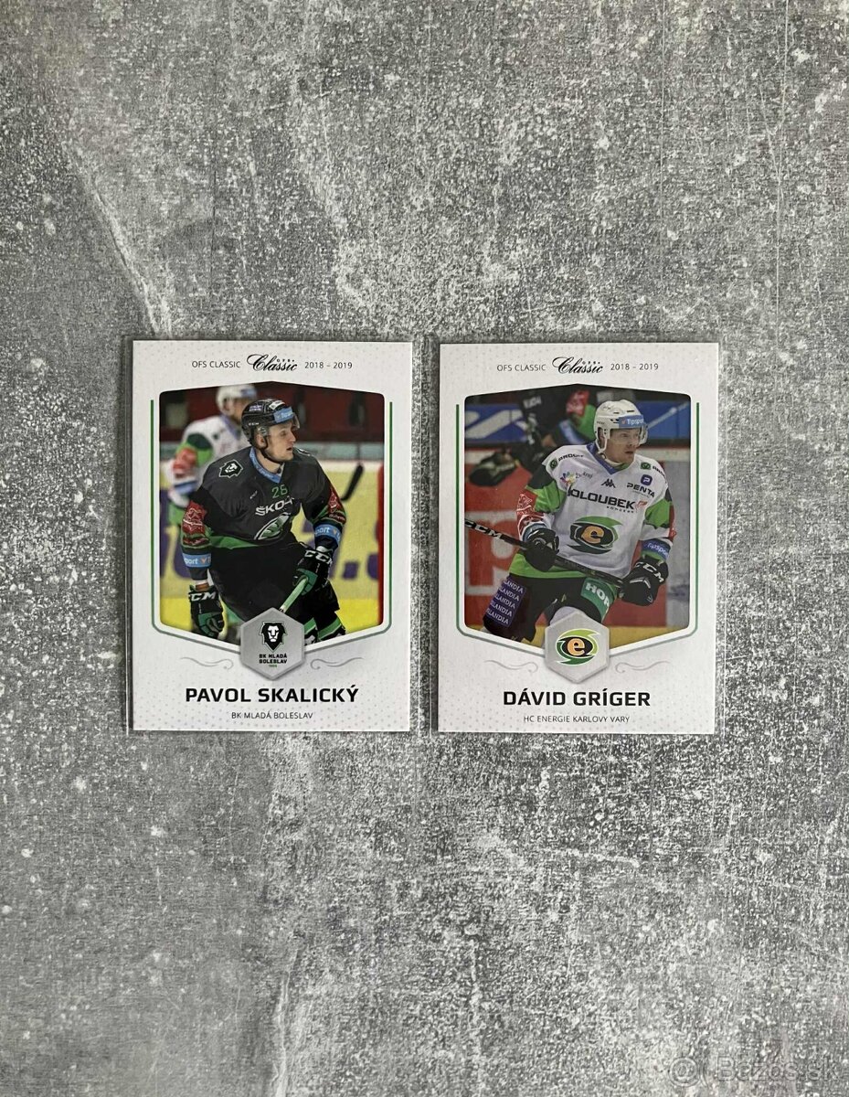 Hokejové kartičky Slováci v CZ