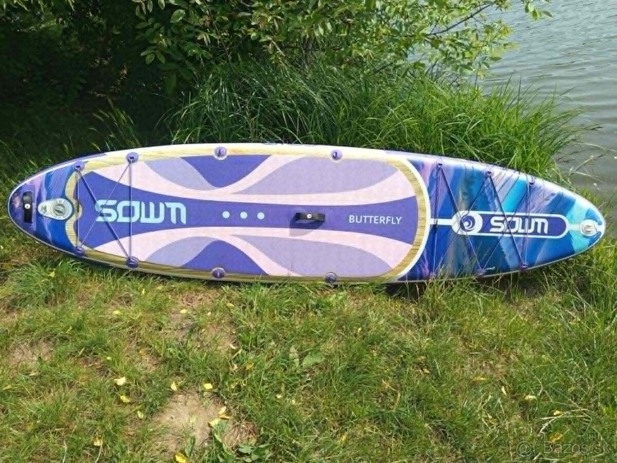 Paddleboard fialovy s obojstrannym veslom