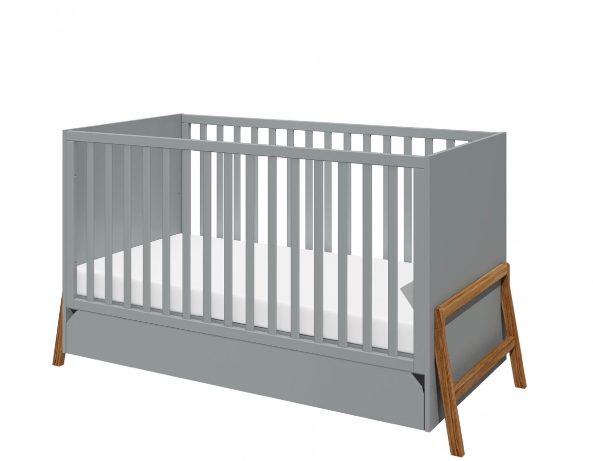 Detská postieľka so šuflíkom Lotta Grey 70x140