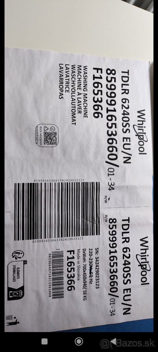 Whirpool TDLR6240SS