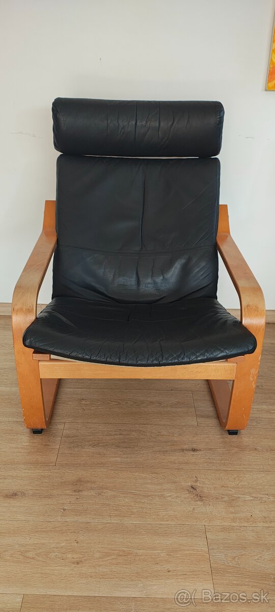 ZĽAVA Málo používané kožené kreslo Poang - najvýhodnejšie