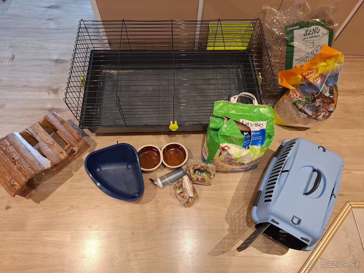 Klietka pre zajaca s príslušenstvom