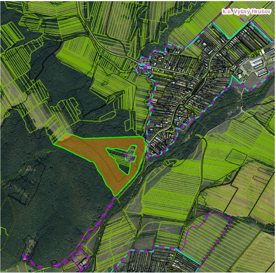Lesy a TTP vo V.Hrušove(PARC.okoloCINT)MOŽN. PREDAŤ POLOVICU