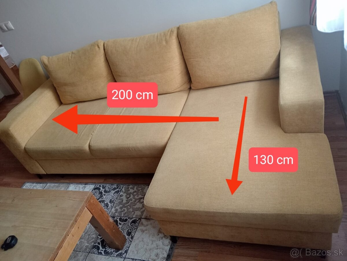 Gauč žltý rozťahovací