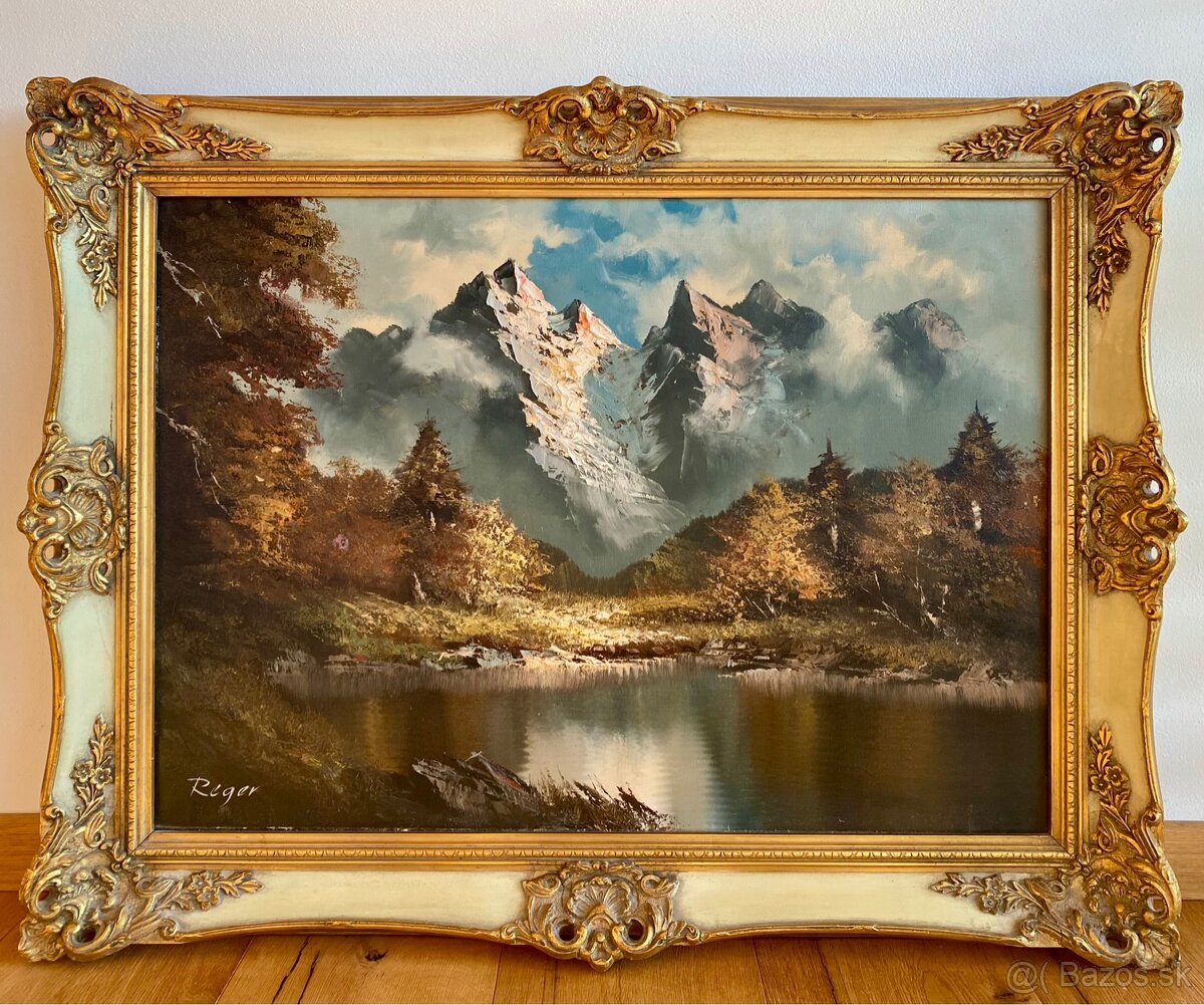 Starý obraz, olejomalba Kaisergebirge originál