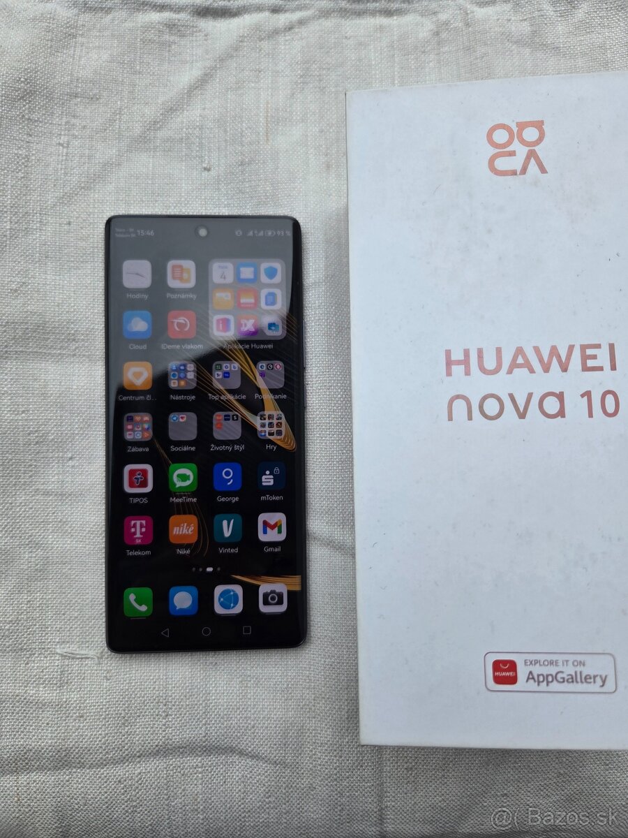 Huawei nova 10 duos čierny v top stave komplet balenie nabíj