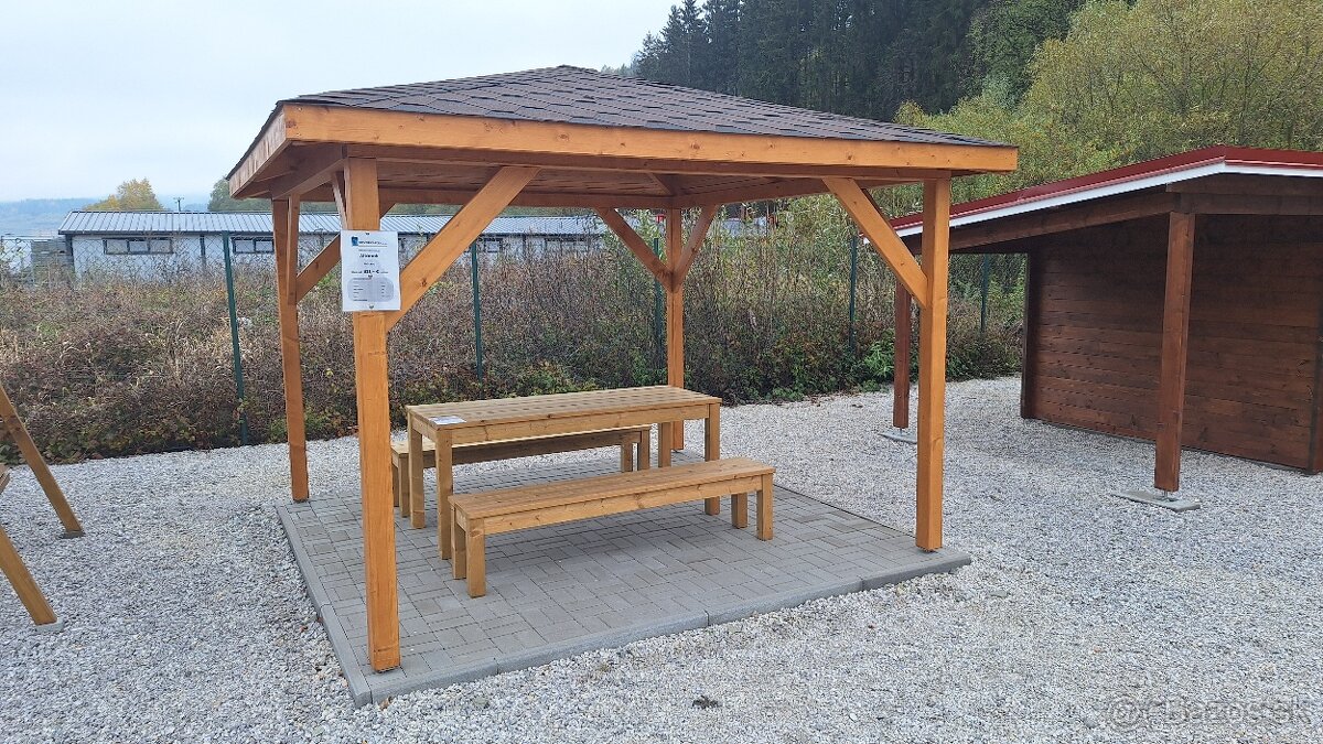 Drevený altánok prístrešok 3×3 m – pevný, kvalitný, doprava