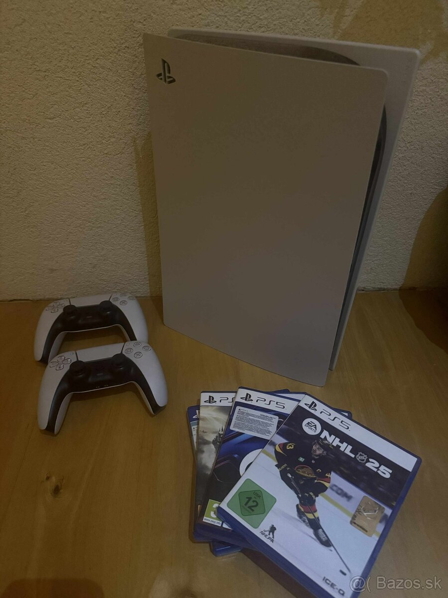 PlayStation 5 – ako nová, top stav, 2 ovládače + 4 hry