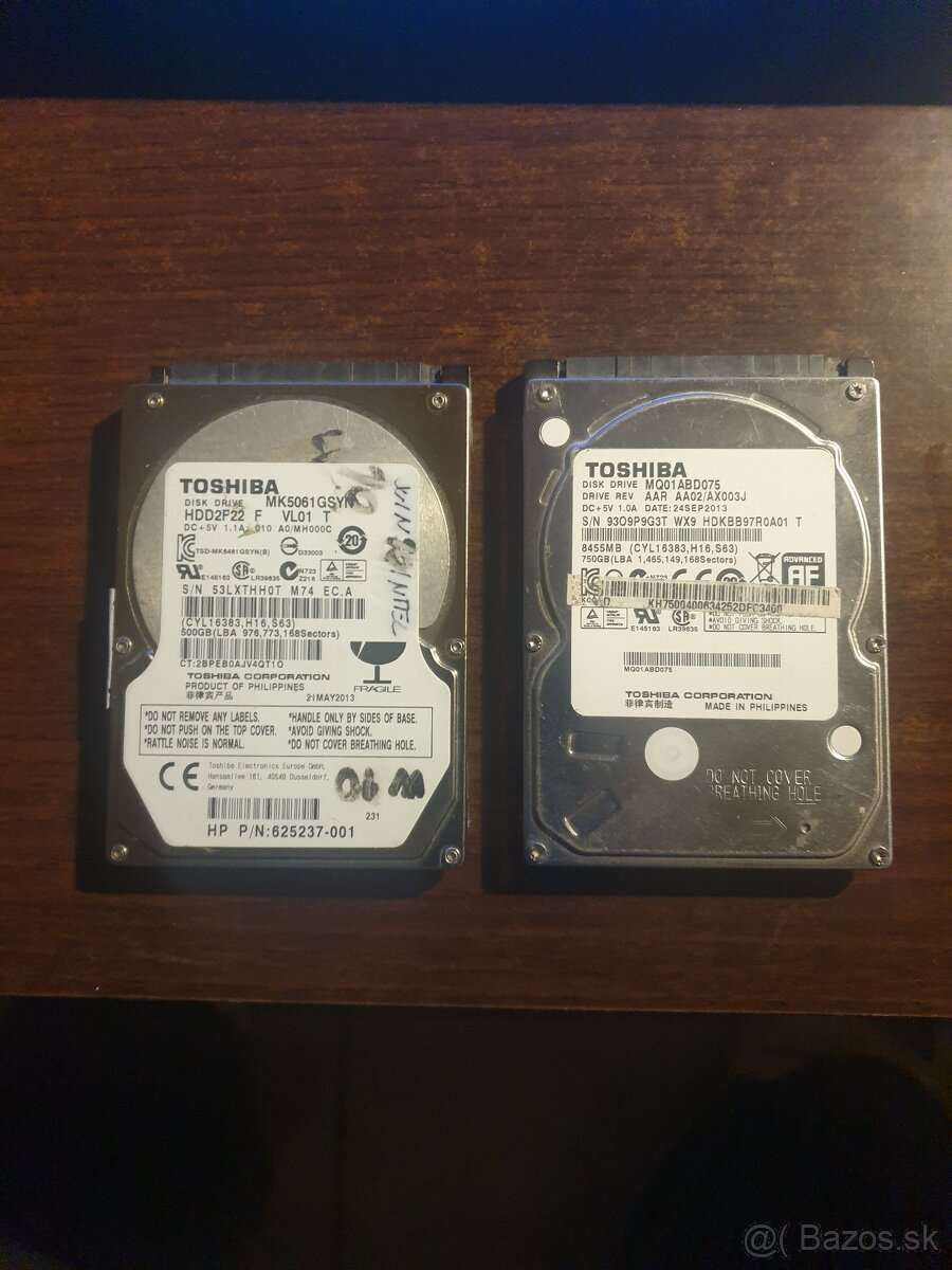 Predám 2,5 " HDD 500 GB 750 GB