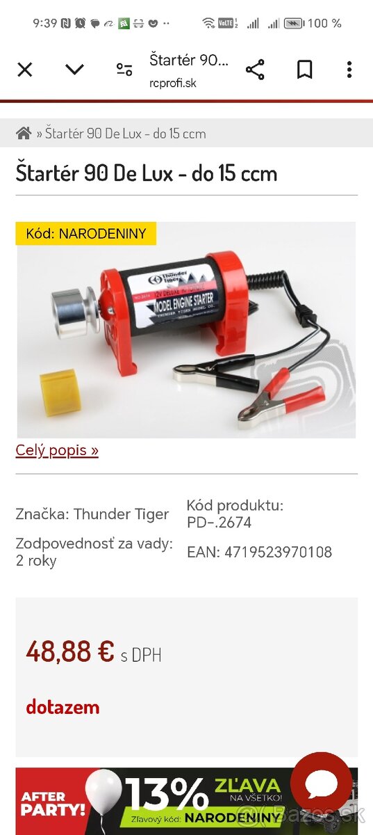 Štartér pre letecké modely