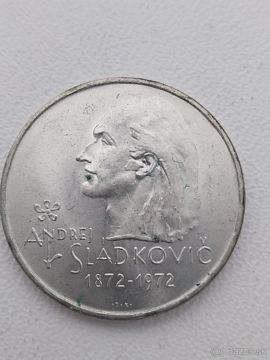 Mince 20 kčs Sládkovič- Varianta bokombrady