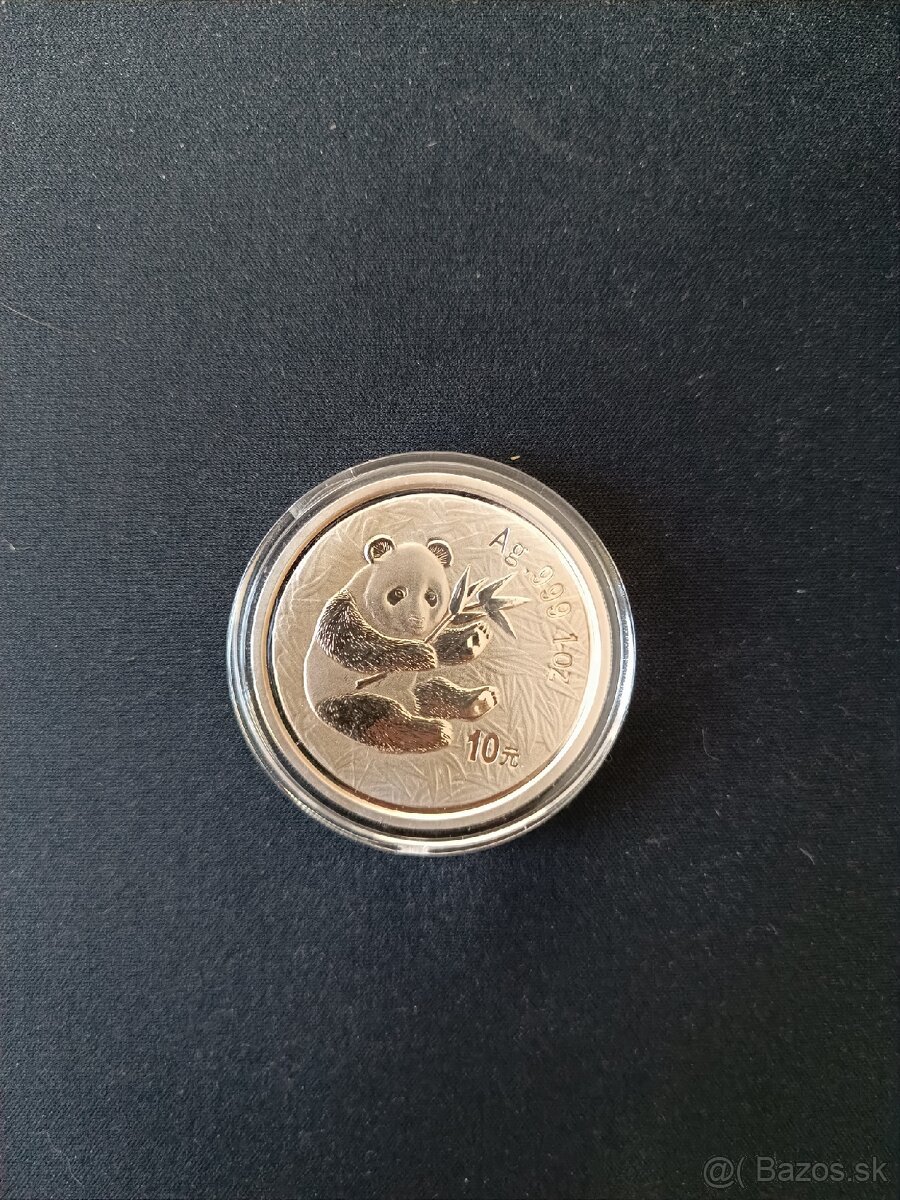 Strieborná minca Čína PANDA 10 Yuan 2000, 1oz, mirrored
