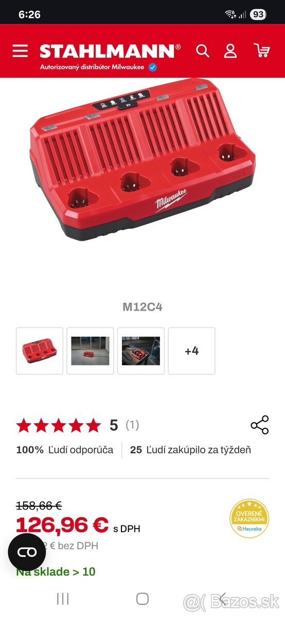 MILWAUKEE M12™ 4-portová nabíjačka