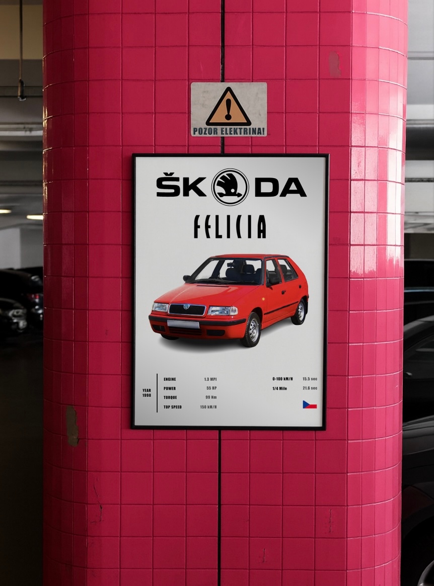 A3 Obraz - Škoda felicia s rámom