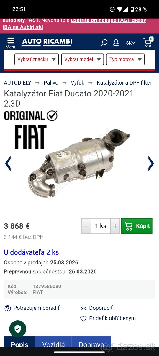 Predám Fiat Ducato DPF 2.3 130kw e6