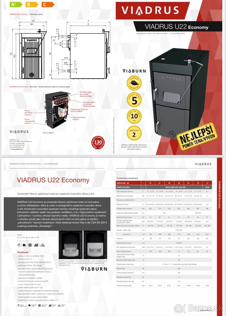 Predám kotol Viadrus U 22 Economy, 30kW