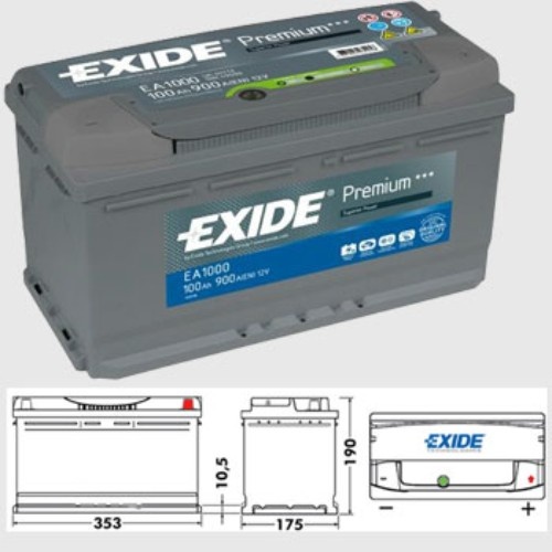 EXIDE PREMIUM 12V 100Ah 900A – PRAVÁ