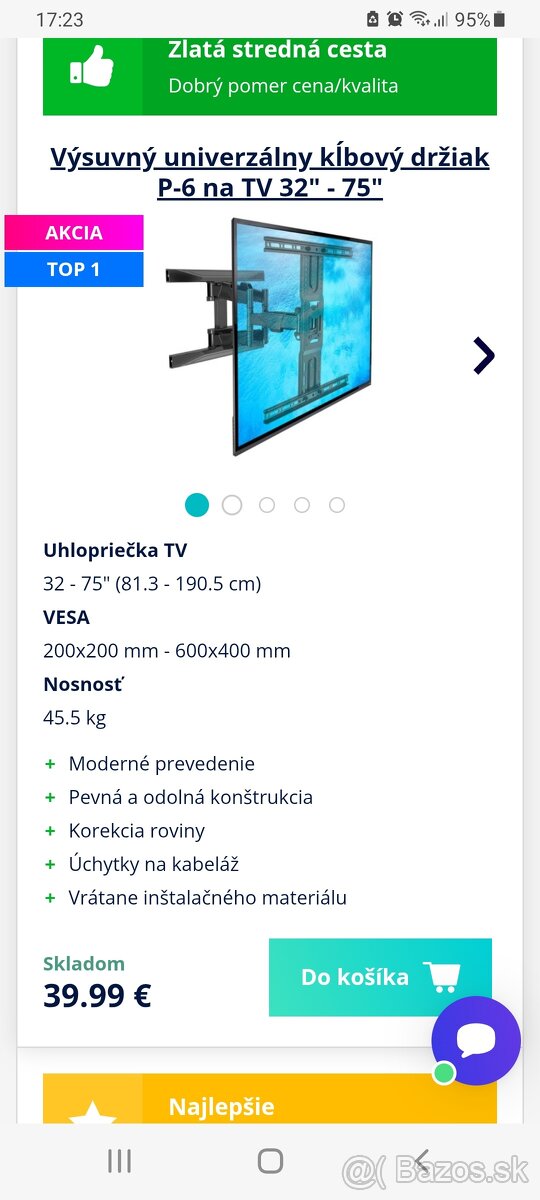 Predam klbovy drziak na TV