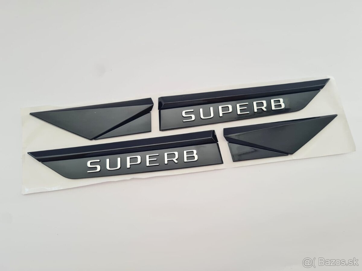 ČIERNE Nápisy s chrómovymi pismenami pre ŠKODA Modely