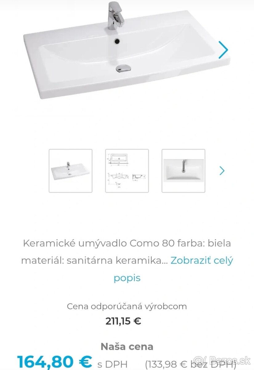 Umyvadlo Cersanit 80x45