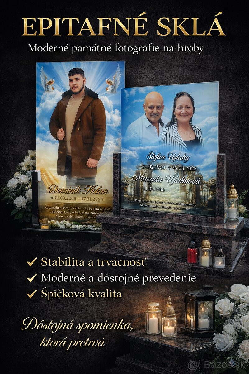 Sklenené dosky na náhrobné tabule