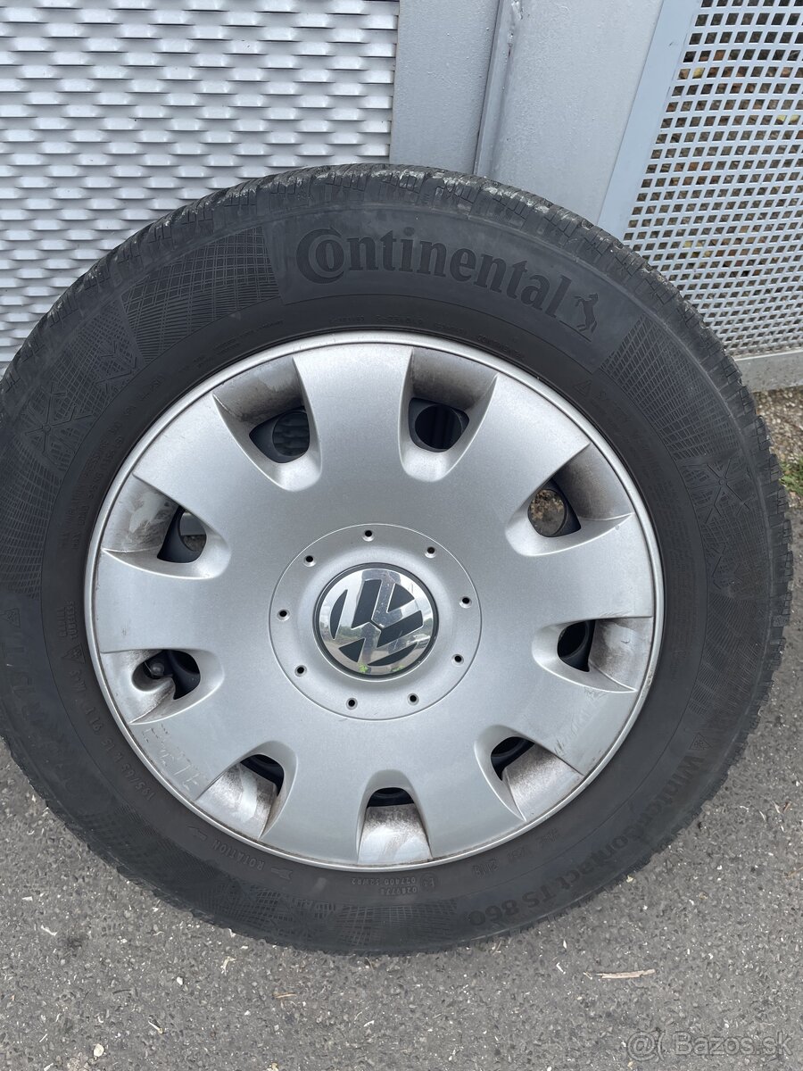 4ks Conti TS860 195/65 R16 +plechy orig VW golf 5