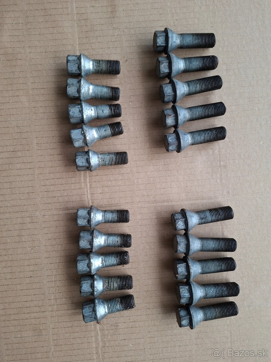 skrutky na kolesa M14 + bezpecnostne skrutky + krytky