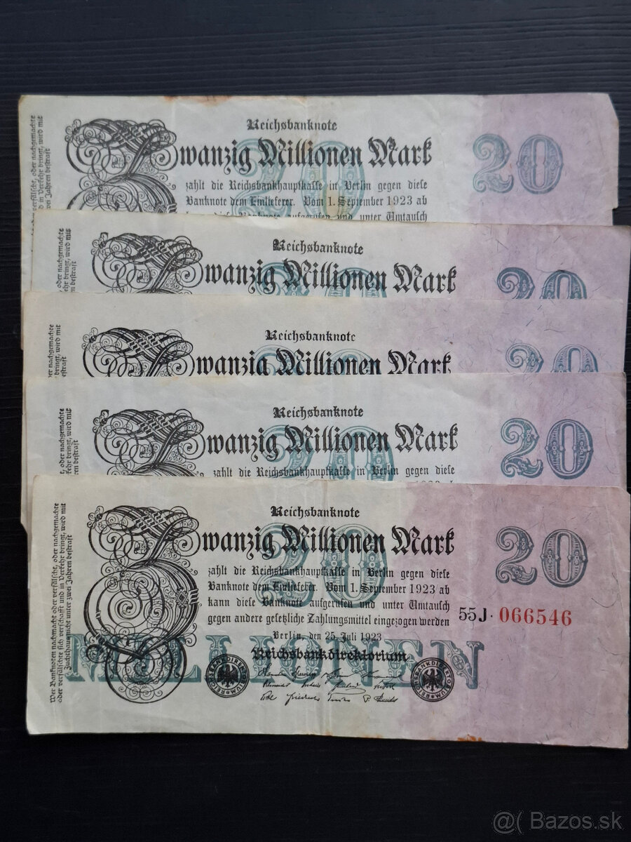 stare bankovky: Nemecko,Protektorar Cechy a Morava