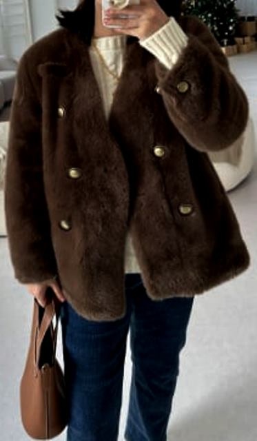 Hnedá krátka kožušinová bunda, v. XL/XXL