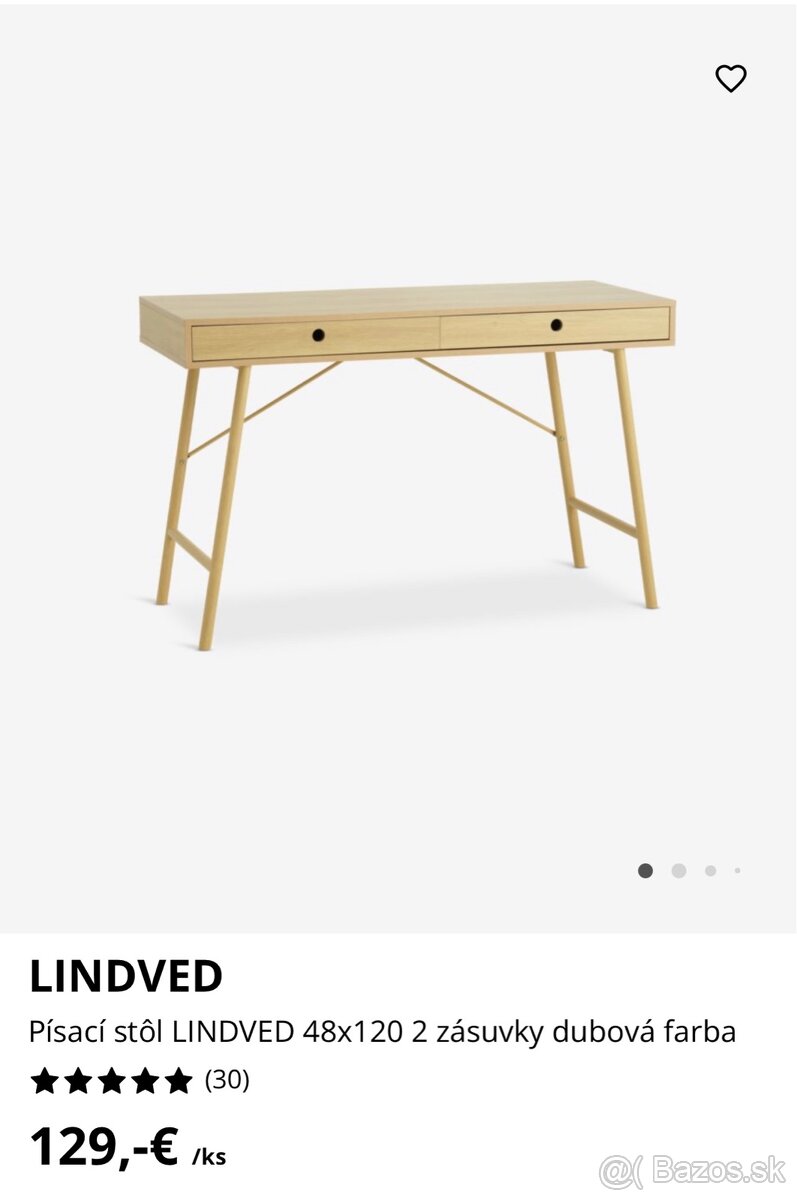 Písací stôl LINDVED – farba prírodného duba