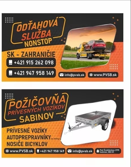 Požičovňa prívesnych vozíkov od 750kg do 3500kg