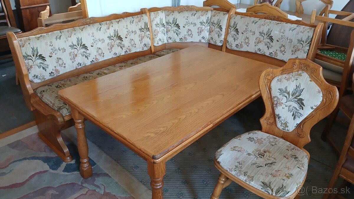 Masivna rustikálna lavica+1 stolička+rozkl.stôl