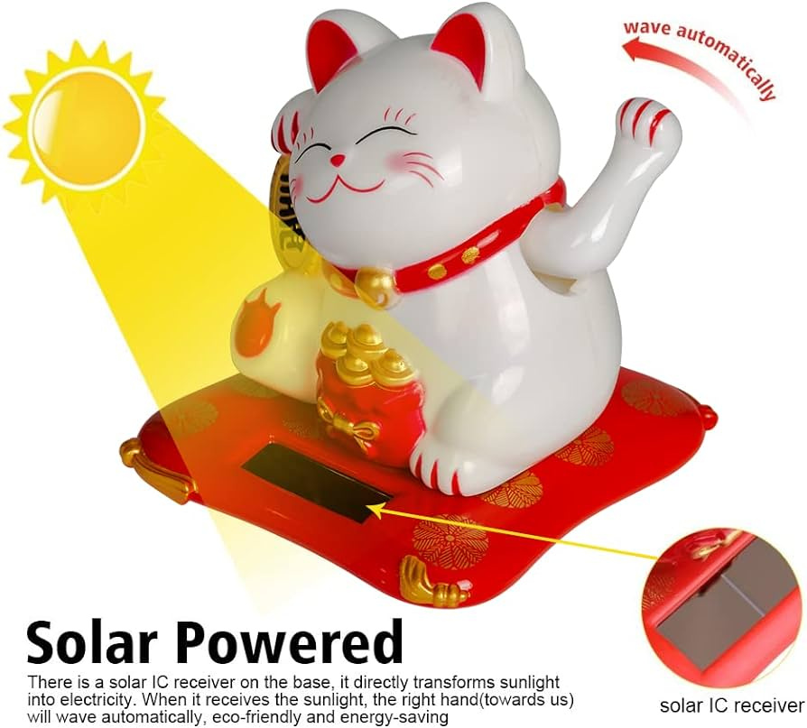 solarna meow kwak mačka prosperity soška