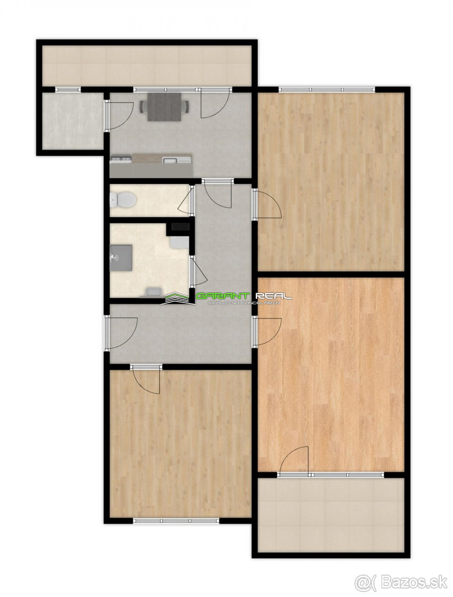 Predaj 3-izb. tehlový byt, 88 m2, loggia, balkón, garáž