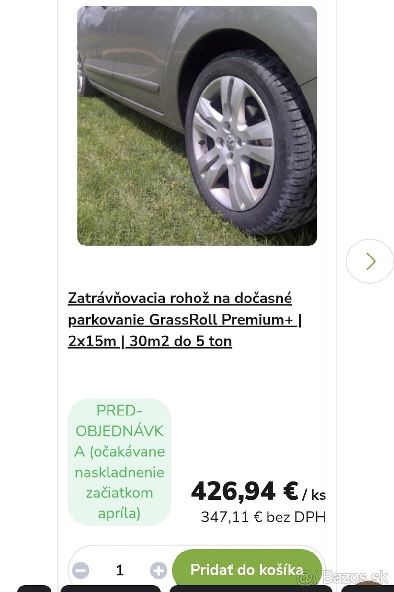Dočasné parkovanie rohož