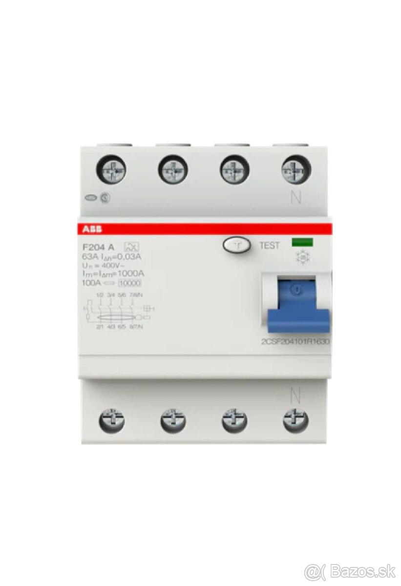Prúdový chránič ABB F204 A-63/0,03 - 63A, 30mA, typ A.